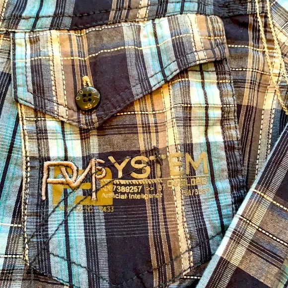 PRIVATE MEMBER 100% cotton PLAID BUTTON DOWN - Picture 4 of 8